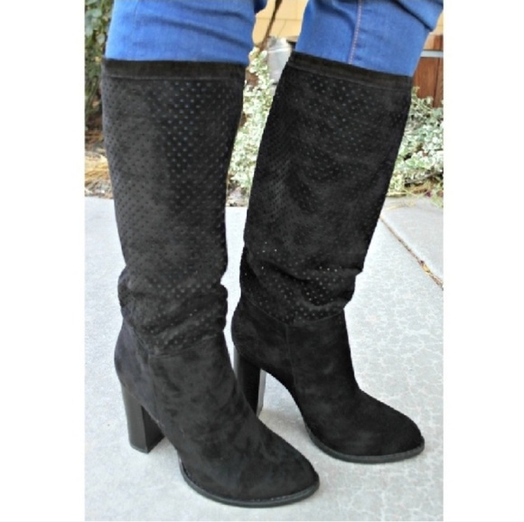 Margot Peforated Western Style Tube Heeled Boots - Picture 3 of 5